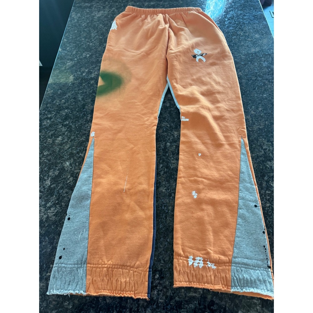 Gallery Dept Flare Sweatpants Orange Paint Splatter Josue Thomas Mens Large L - Picture 15 of 16